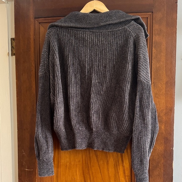 Varley Dark Gray Ribbed Button-Front Cardigan - Picture 4 of 4